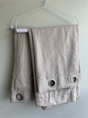 Home | x2 Blackout Curtain Panels, Lined Neutral Linen-Look Grommet Hung